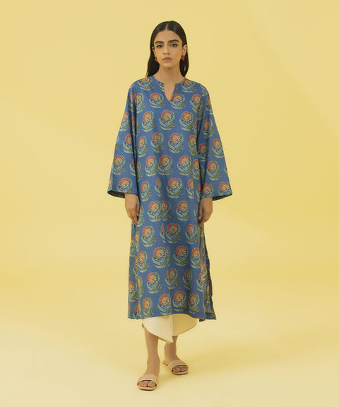 Sapphire Blue Printed Lawn Kurta