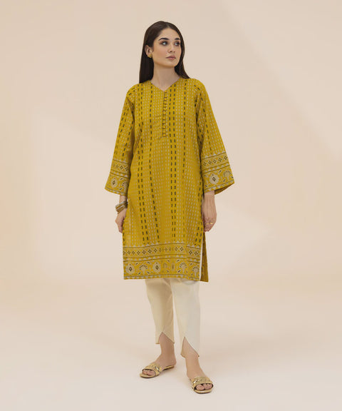 Sapphire 1 Piece Yellow Jacquard Kurta