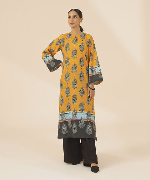 Sapphire 1 Piece Printed Orange Silk Shirt