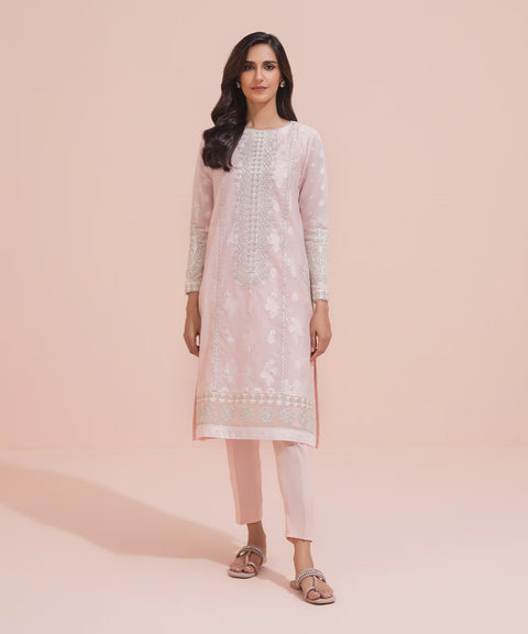 Sapphire 2 Piece Blush Pink Kota Jacquard Kurti Trouser