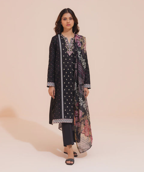 Sapphire Black 2-Piece Straight Kurta with Dupatta