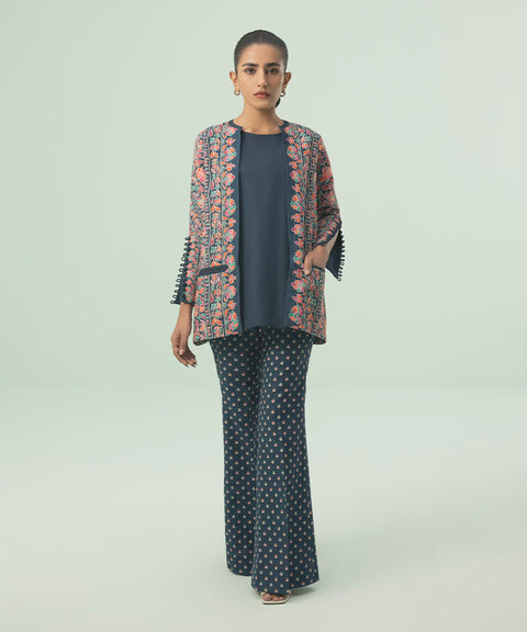 Sapphire 2 Piece Picturesque Navy Printed Light Khaddar Shirt and Trouser