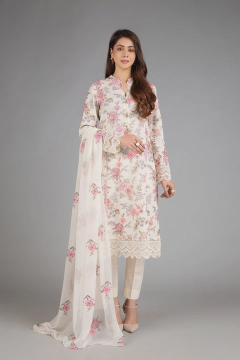 Bareeze Unstitched Winter 23 Lawn Khaddar Cream Phool Kahani